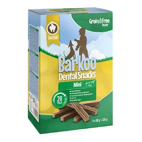 Comparer les prix de Lot Barkoo Dental Snacks - Recette SANS CÉRÉALES pour chien - 28 bâtonnets (320 g) pour petit chien