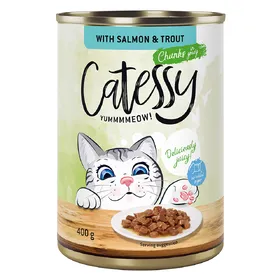 Meilleurs prix pour Bouchées Catessy en sauce saumon, truite - Pâtée pour chat