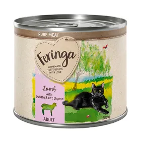 Meilleurs prix pour 12x200g Feringa Menus à la viande agneau, pomme de terre, germandrée des chats - Pâtée pour chat