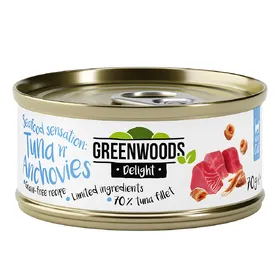 Comparer les prix de Greenwoods Delight filet de thon, sardines pour chat 48 x 70 g