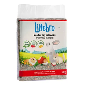 Meilleurs prix pour Foin de prairie Lillebro avec pomme, pissenlit ou carotte - Foin de prairie avec pomme sauvage 1 kg