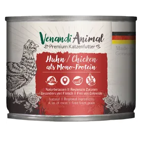 Comparer les prix de 6 x 200 g Venandi Animal Monoprotéine poulet nourriture pour chat humide