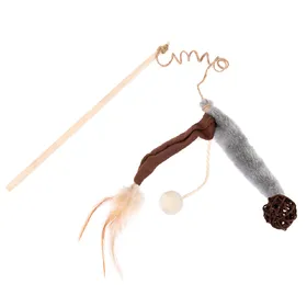 Comparer les prix de Canne à pêche TIAKI Peluche et plume pour chat - 1 canne à pêche