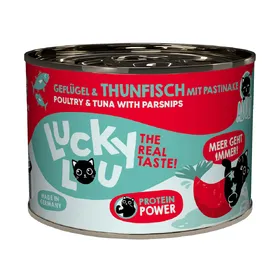 Comparer les prix de Lucky Lou Adult volaille & thon nourriture pour chat humide