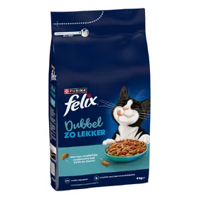 Meilleurs prix pour 2x4 kg Felix Dubbel délicieux saumon et poisson de mer nourriture pour chat sèche