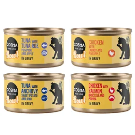 Meilleurs prix pour 12x80g Bowl : lot mixte Cosma nourriture humide pour chat