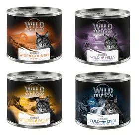 Meilleurs prix pour Wild Freedom Adult Sterilised 6 x 200 g - sans céréales pour chat - lot mixte (2 x pur poulet, 2 x poulet & Sterilised, 1x poulet, lapin)