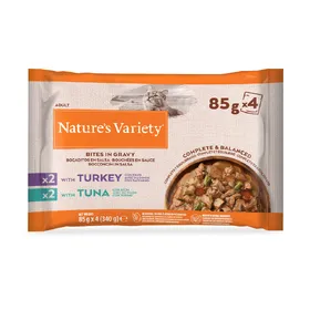 Comparer les prix de Dinde, thon Nature's Variety Bouchées en sauce pour chat + 24 sachets offerts !