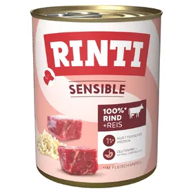 Comparer les prix de Lot économique RINTI Sensible 12 x 800 g pour chien - bœuf, riz
