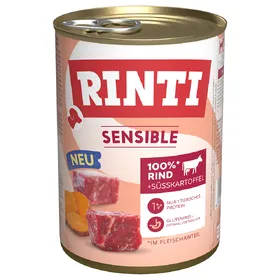 Comparer les prix de Lot RINTI Sensible 24 x 400 g pour chien - bœuf, patates douces