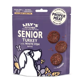 Comparer les prix de Lily's Kitchen Senior Bouchées de poisson blanc  à la dinde pour chien - 70 g