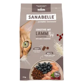 Meilleurs prix pour 2kg Sensitive agneau myrtilles Sanabelle croquettes pour chat