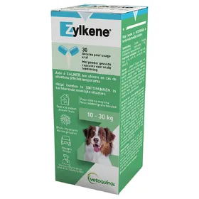 Comparer les prix de Gélules de 225 mg Zylkène Vétoquinol pour chien de 10 à 30 kg