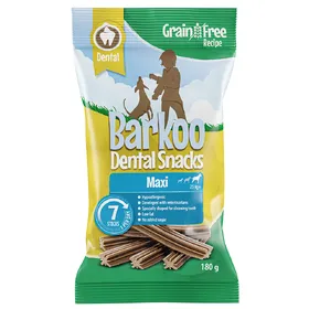 Comparer les prix de Barkoo Dental Snacks Friandises SANS CÉRÉALES pour chien - 7 bâtonnets (180 g) pour grand chien