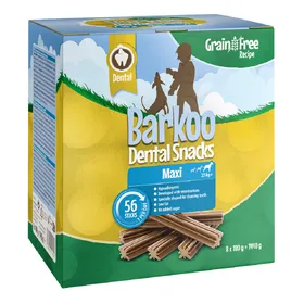 Comparer les prix de Lot Barkoo Dental Snacks - Recette SANS CÉRÉALES pour chien - 56 bâtonnets (1,44 kg) pour grand chien
