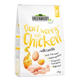 Meilleurs prix pour Greenwoods poulet, lentilles, pommes de terre, œuf - Croquettes pour chat