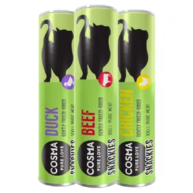 Meilleurs prix pour Offre découverte Cosma Snackies Friandises lyophilisées pour chat - 70 g, 3 saveurs (poulet, canard, bœuf)