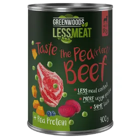 Comparer les prix de Greenwoods Less Meat petits pois 6 x 400 g pour chien - bœuf