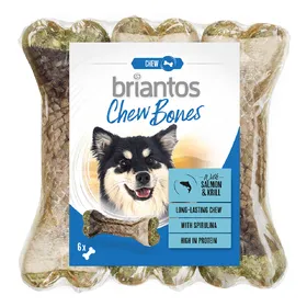 Meilleurs prix pour Briantos Chew Bones saumon, krill pour chien - 12 x 12 cm (660 g)