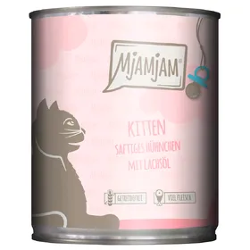 Meilleurs prix pour Paquet économique 24x800g MjAMjAM Kitten poulet juteux avec huile de saumon nourriture pour chat humide