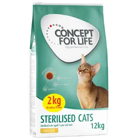 Meilleurs prix pour Sterilised Cats poulet Concept for Life Croquettes pour chat + 2kg offerts !