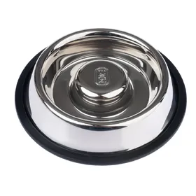 Comparer les prix de Gamelle anti-glouton TIAKI Silvered pour chien - capacité : 1120 mL, 29 cm de diamètre