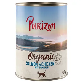 Comparer les prix de Purizon Organic bio 6 x 400 g pour chat - sans céréales - saumon, poulet, épinards