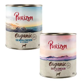 Meilleurs prix pour Purizon Organic Bio 6 x 800 g pour chien - lot mixte : 3 x canard & poulet, 3 x saumon & poulet