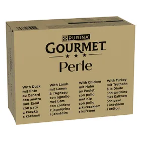 Comparer les prix de Jumbopack Gourmet Perle 96 x 85 g pour chat - canard, agneau, poulet, dinde