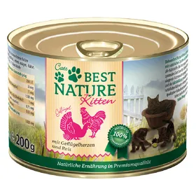 Comparer les prix de Lot Best Nature Kitten 12 x 200 g pour chaton - cœurs de volaille, riz