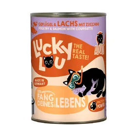Comparer les prix de Paquet économique : 24x400g Lucky Lou Adult volaille & saumon nourriture pour chat humide