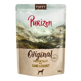 Meilleurs prix pour 6x 300g Purizon Puppy filet de poulet avec gibier & lapin nourriture pour chiens humide
