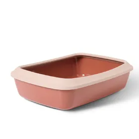 Meilleurs prix pour Bac à litière avec rebord Savic Iriz pour chat - 50 cm - rose champagne / rouge toscane