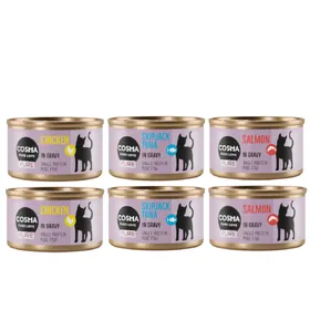 Meilleurs prix pour 6x80g Cosma Pure Mix (3 sortes) nourriture pour chats humide