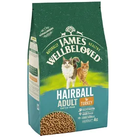 Meilleurs prix pour Lot James Wellbeloved pour chat - Adult Hairball dinde, riz (2 x 4 kg)