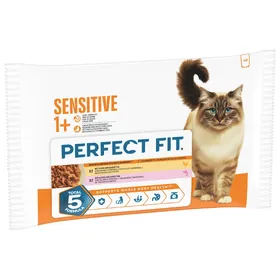 Meilleurs prix pour 52 x 85 g Perfect Fit Sensitive 1+ poulet et saumon, Nourriture pour Chat