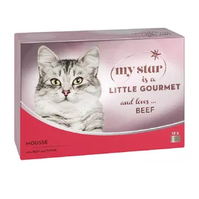 Meilleurs prix pour My Star is a little Gourmet Mousse bœuf, thym - Sachet pour chat