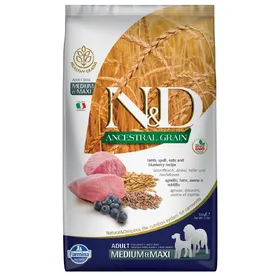 Comparer les prix de Farmina N&D Ancestral Grain Adult Medium & Maxi agneau, myrtilles - Croquettes pour chien