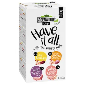 Comparer les prix de Greenwoods Joy lot mixte 4 variétés - Pâtée pour chat