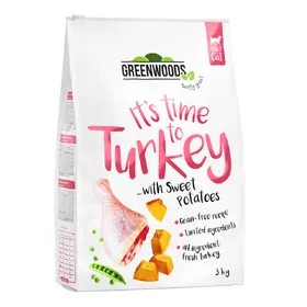 Comparer les prix de Greenwoods dinde, patates douces, petits pois, potiron - Croquettes pour chat