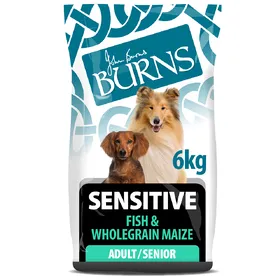 Comparer les prix de Poisson & Maïs complet Sensitive Adult & Senior Burns nourriture sèche pour chien