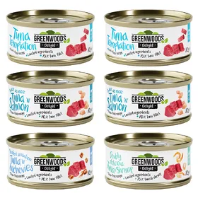 Meilleurs prix pour Lot mixte Greenwoods Delight au thon 6 x 70 g pour chat - lot mixte : 4 saveurs