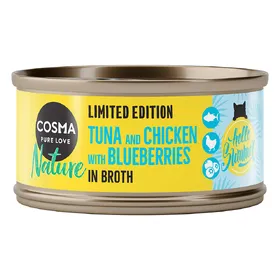 Meilleurs prix pour Cosma Nature Édition estivale thon, poulet, myrtilles pour chat - 6 x 70 g