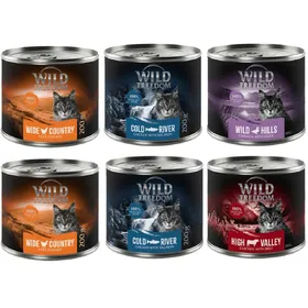 Comparer les prix de Wild Freedom Adult 6 x 200 g pour chat - Lot mixte II (2 x poulet, 2 x colin, bœuf, canard)