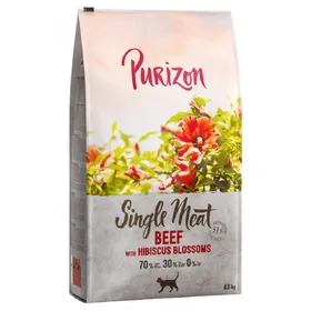 Comparer les prix de Purizon Single Meat bœuf, fleurs d'hibiscus pour chat - 2 x 6,5 kg