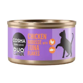 Comparer les prix de Cosma DUO Layer 6 x 70 g pour chat - mousse de poulet avec morceaux de thon
