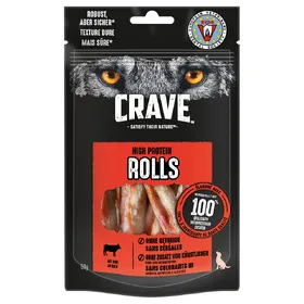 Comparer les prix de Friandises Crave High Protein Rolls pour chien - 50 g bœuf