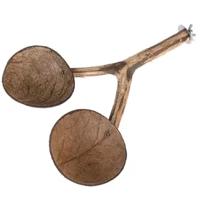 Meilleurs prix pour Perchoir TIAKI avec gamelles en noix de coco 30 x 22 x 5&nbsp;cm, accessoire de cage pour oiseau