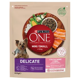 Comparer les prix de PURINA ONE Mini Delicate saumon, riz pour chien - 5 x 800 g
