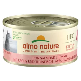 Comparer les prix de Almo Nature HFC Complete Kitten 6 x 70 g pour chaton  - saumon, thon